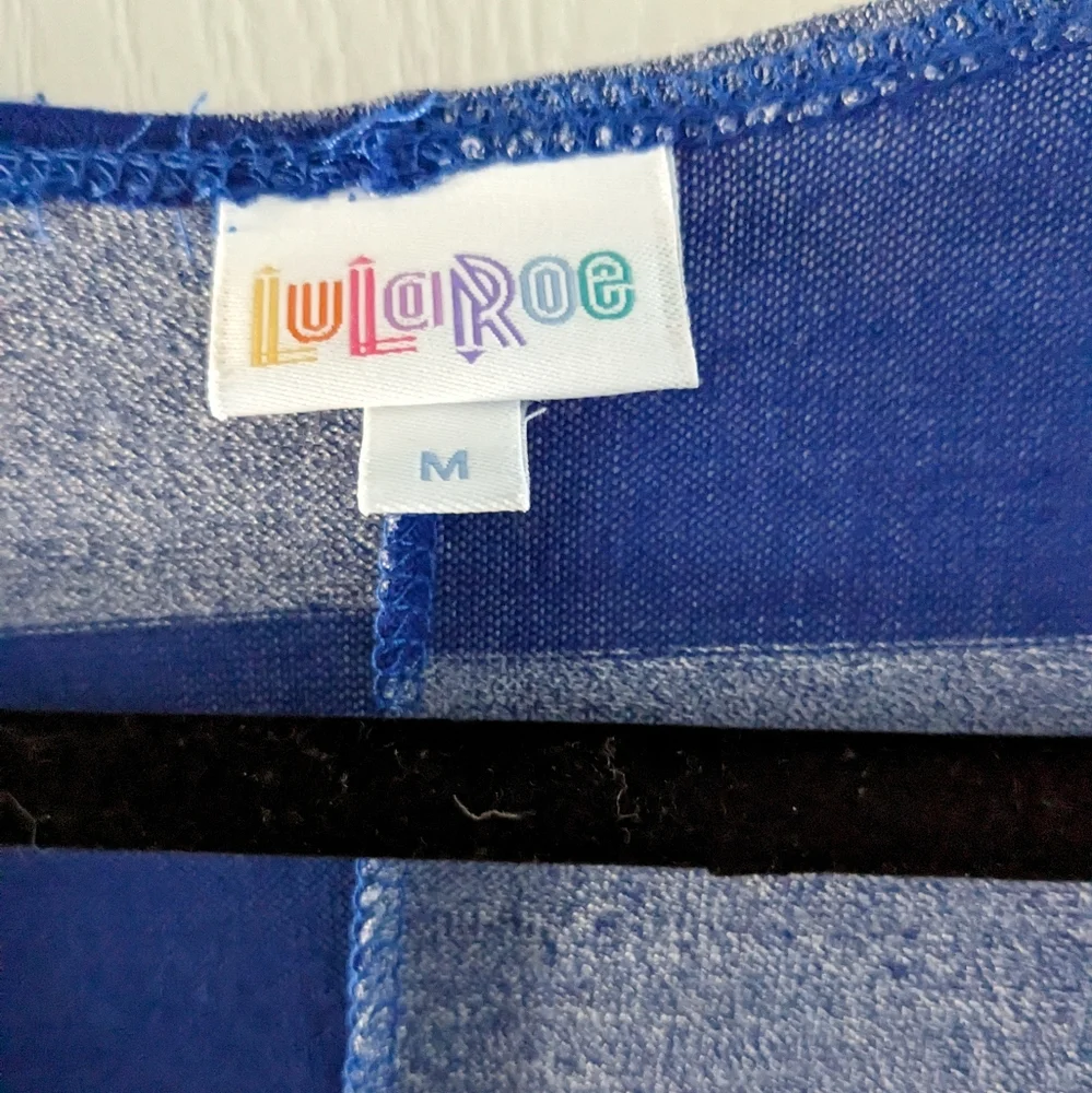 LuLaRoe Lindsay Cardigan Blue Striped Size Medium - Picture 5 of 6